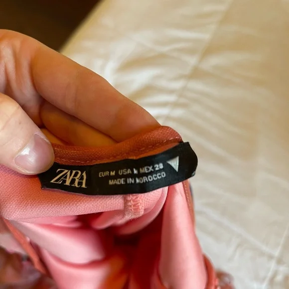 Zara Pink Tie Dye Mesh Halter Ruched Bodycon Midi Dress - Picture 6 of 6